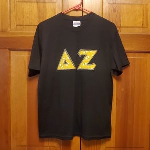 Delta Zeta T-Shirt DZ Sorority Black with Yellow Bumble Bee Stiched Letters 🐝